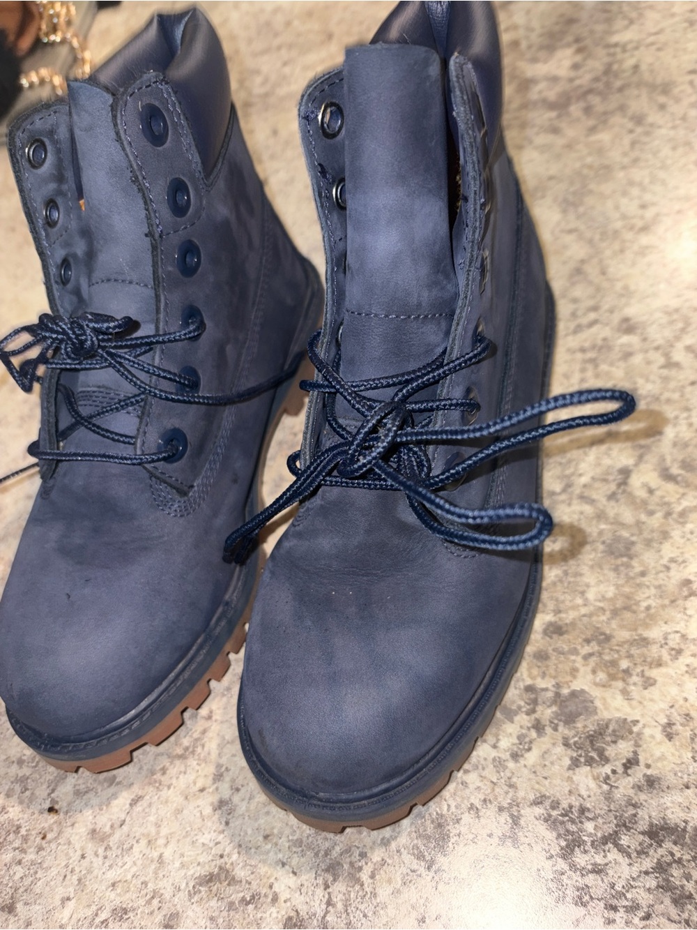 Timberland Kids Premium 6" Waterproof Boots Navy Blue Nubuck Size 4Y